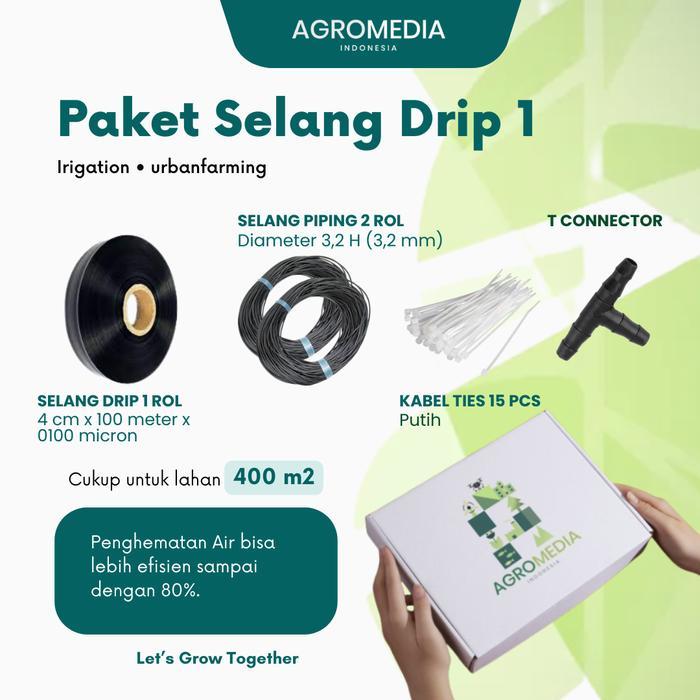 TERLARIS Paket Selang Drip 1 Selang drip 100 meter 100 micron selang drip 010