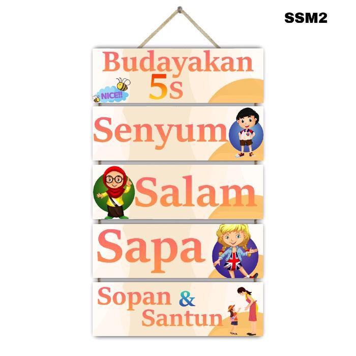 READY Hiasan Dinding Budayakan 5s 5 susun gantungan senyum salam sapa sopan dan santun
