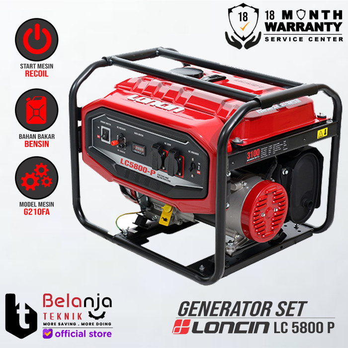 specil diskon super 6.6 Loncin Generator Set Bensin LC5800P 3100 Watt Genset LC 5800 P 3100W
