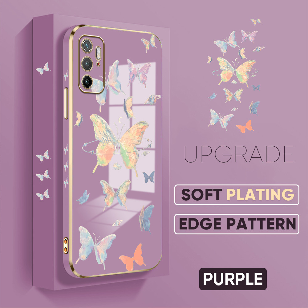 Casing HP Untuk Xiaomi Poco M3 Pro Redmi Note 10 5G Tebal Anti Jatuh & Gores Elektroplating Lembut D