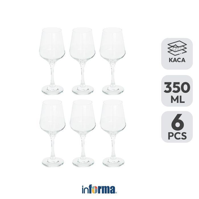Informa Libbey Brilliance Gelas Wine Kaca 350 Ml Set 6 Pcs Transparan Wine Glass Stem Goblet Gelas