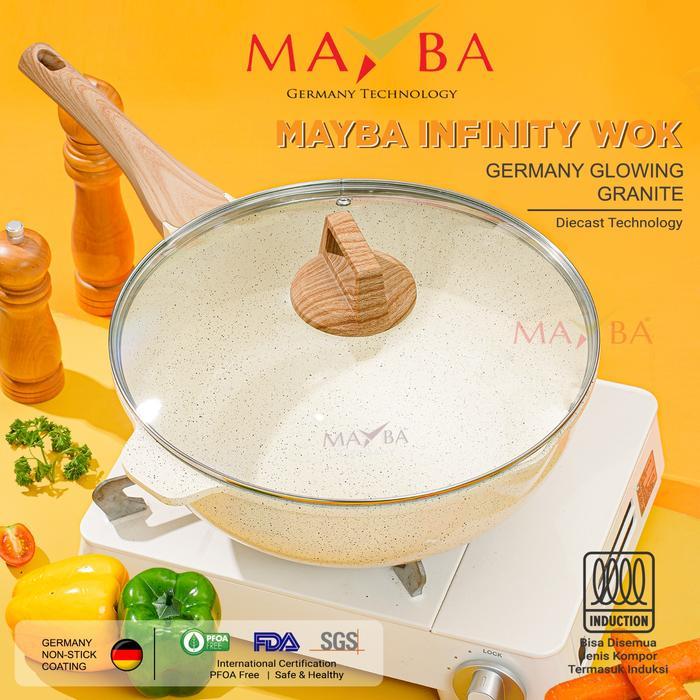 Mayba Infinity Best Wok Pan 30Cm Dengan Tutup Kaca Anti Lengket
