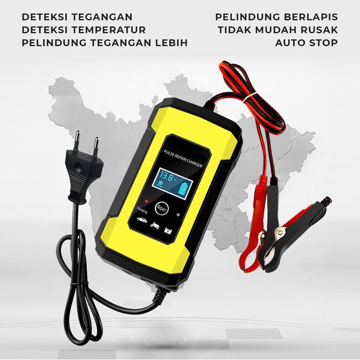 PROMO Charger Aki 12V 6A LED Otomatis Cas Aki Motor Dan Mobil - 12V 6A LED BE5T QUALITY