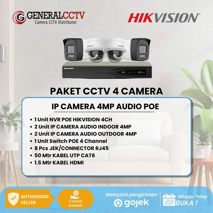 PAKET 4 IP KAMERA HIKVISION 4MP AUDIO CAMERA FULLHD