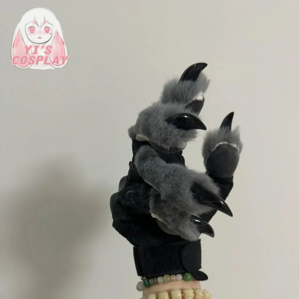 Paws Gloves Costum With Nail Fursuit Paw Five Fingers Animal Wolf Dog Fox Long Sleeve Gloves