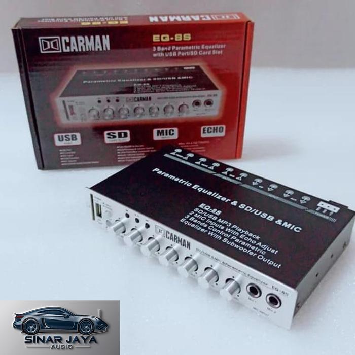 SALE Carman EQ-8S Parametric Equalizer 3 Band Pre-Amp Audio Mobil dengan USB & SD Card, Mic Input +