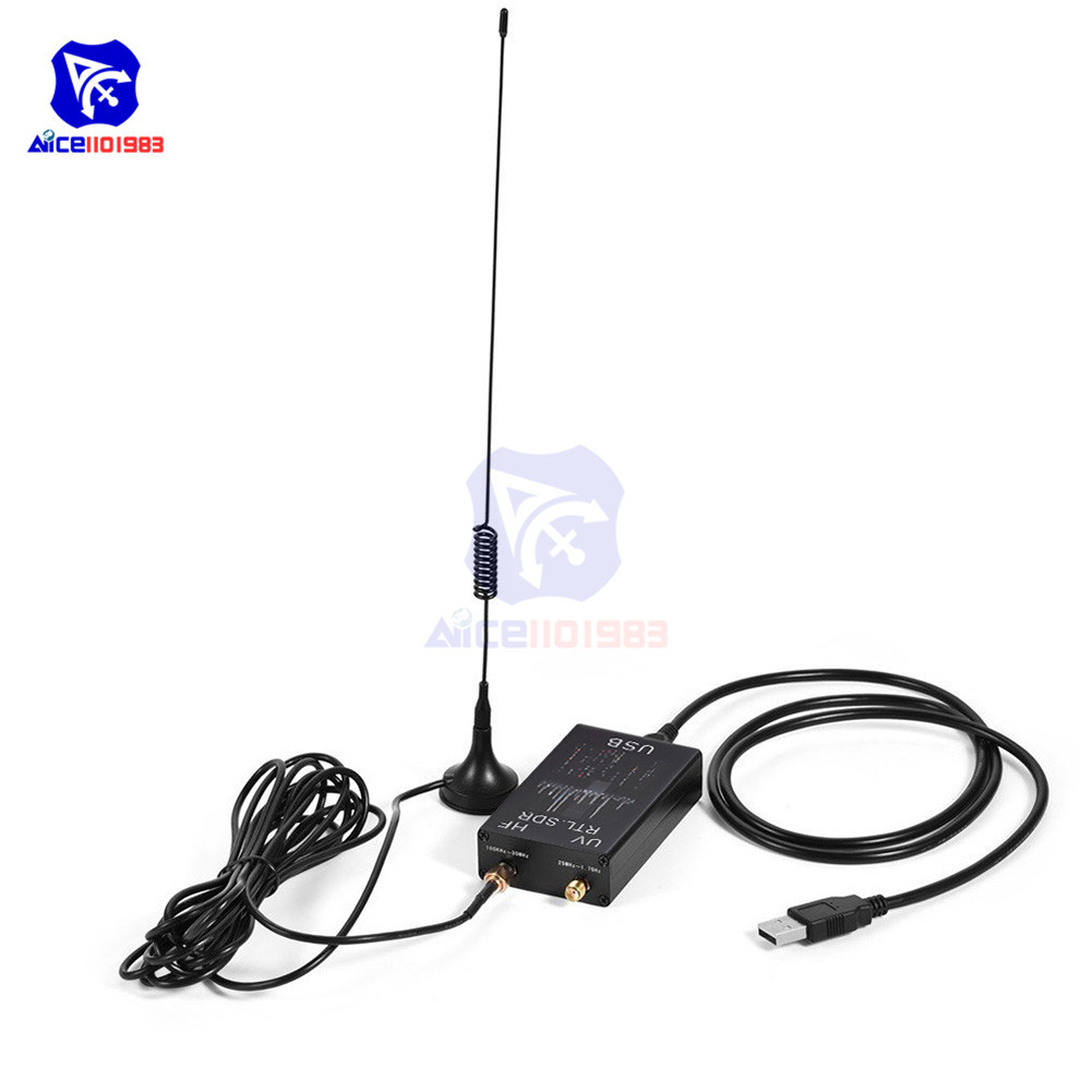 Assembled 100KHz-1.7GHz Full-Band Software Radio USB RTL2832U+R820T U/V Antenna HF FM AM RTL-SDR