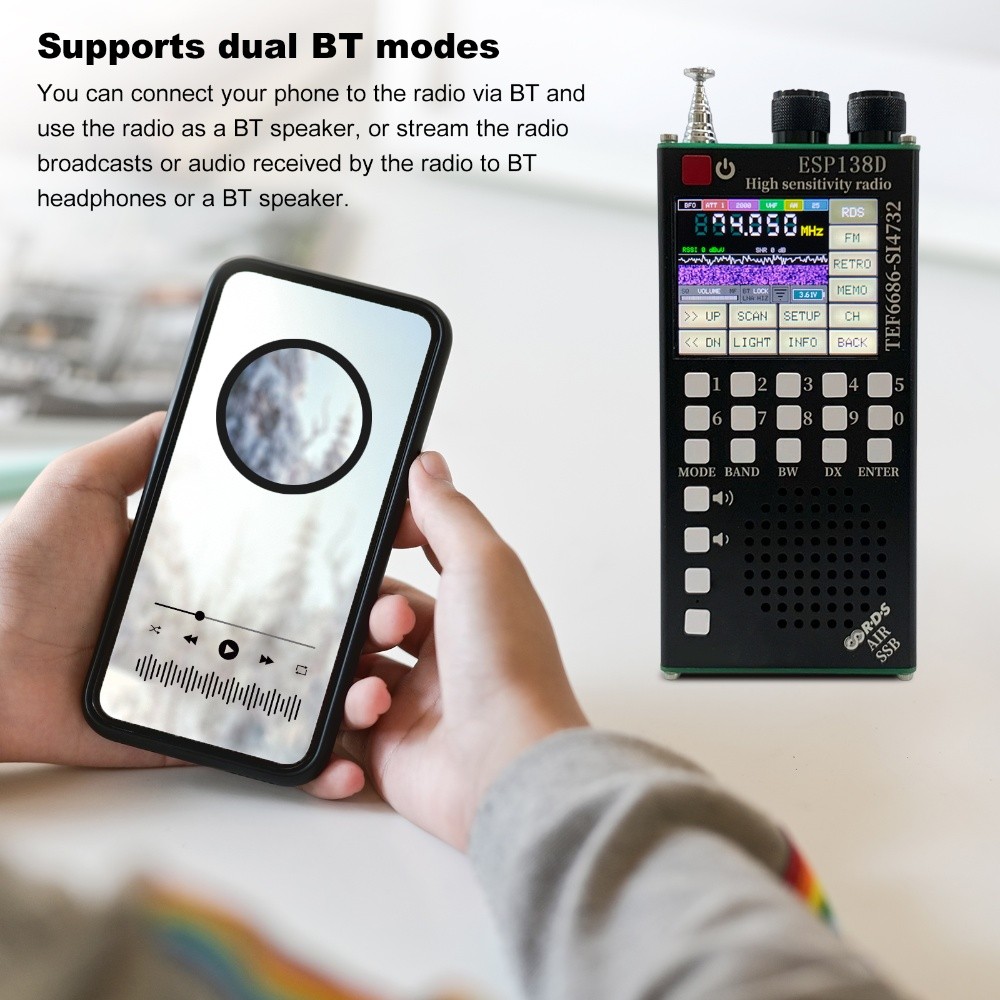 TEF6686 SI4732 Dual Chip Full Band Receiver Radio Ultra High Sensitivity SSB Receiver HF Radio for