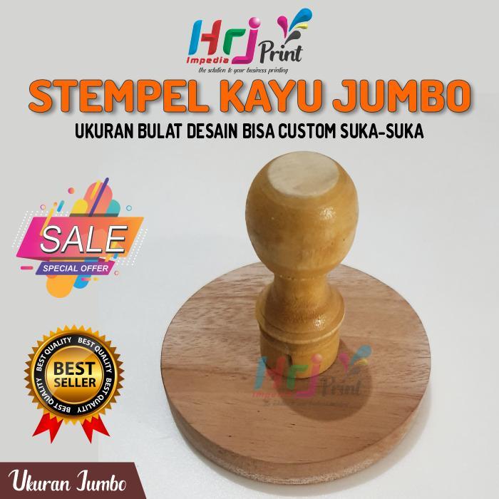 TERLARIS Stempel Kayu Custom Ukuran Bulat Jumbo Stempel Kayu Ukuran Besar Desain Custom Free Desain