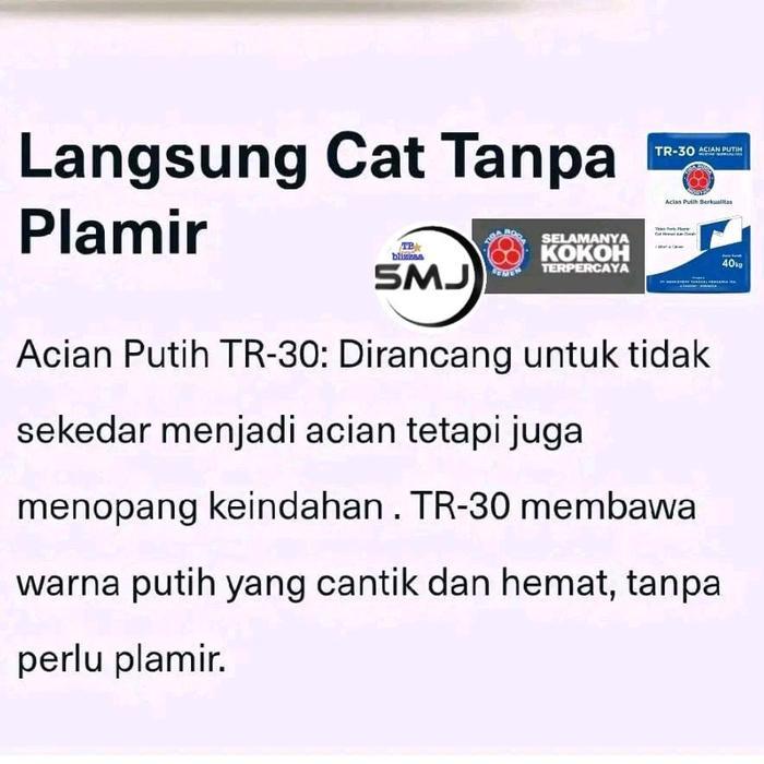 Mortar Acian Putih Tr-30 Tiga Roda Mortar Acian Putih Tr30 Tiga Roda 40Kg Sak Mortar Putih Acian