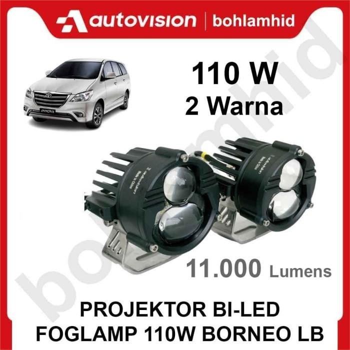 Ready Foglamp INNOVA 2011-2014 Projektor Bi LED 3" Autovision Borneo LB 110W 2Warna Lampu Kabut -