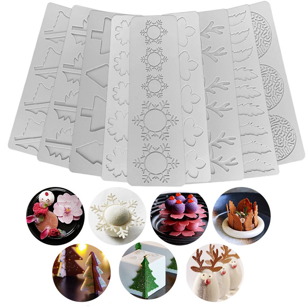 New ChristmasTree & Snowflake & Deer Antler Lace Mat Cake Silicone Mold DIY Chocolate Thin Crisp