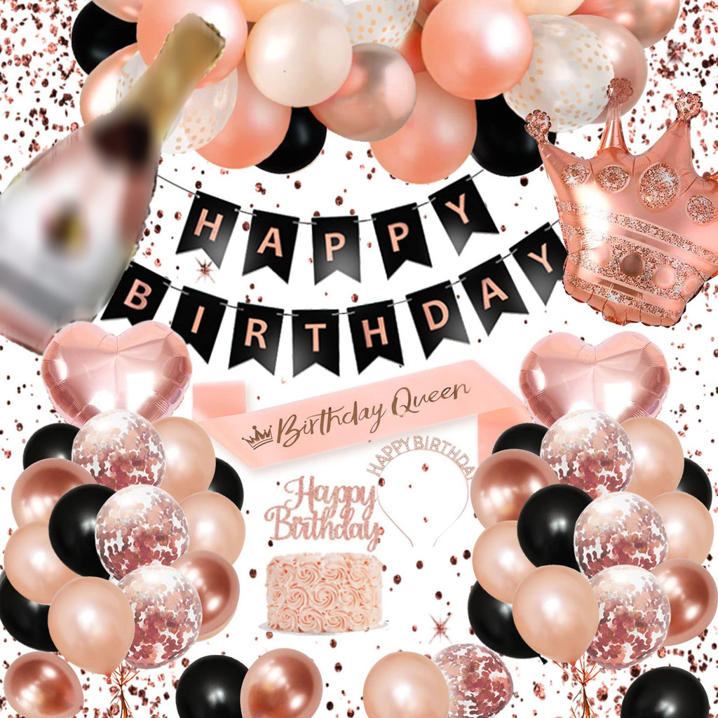 1-10 Year Girl Birthday Decorations Rose Gold Balloon Garland Kit with Confetti Balloons for Women 1