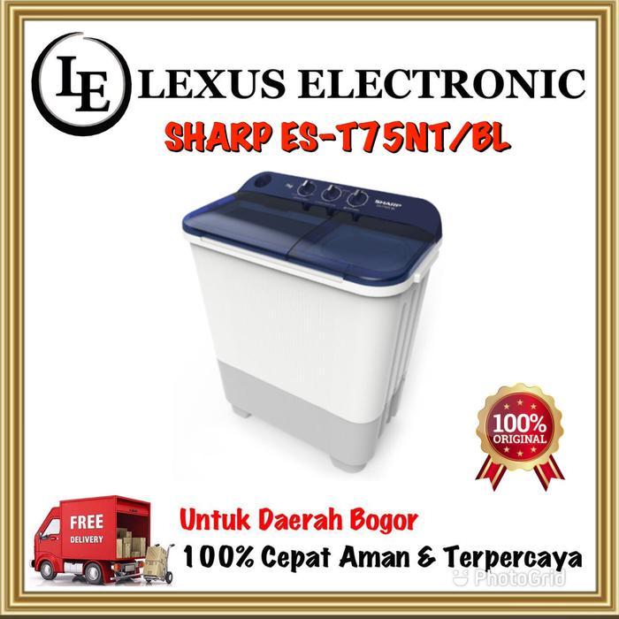 New SHARP MESIN CUCI 2 TABUNG 7KG ES-T75NT 75NT ES T75NT BL