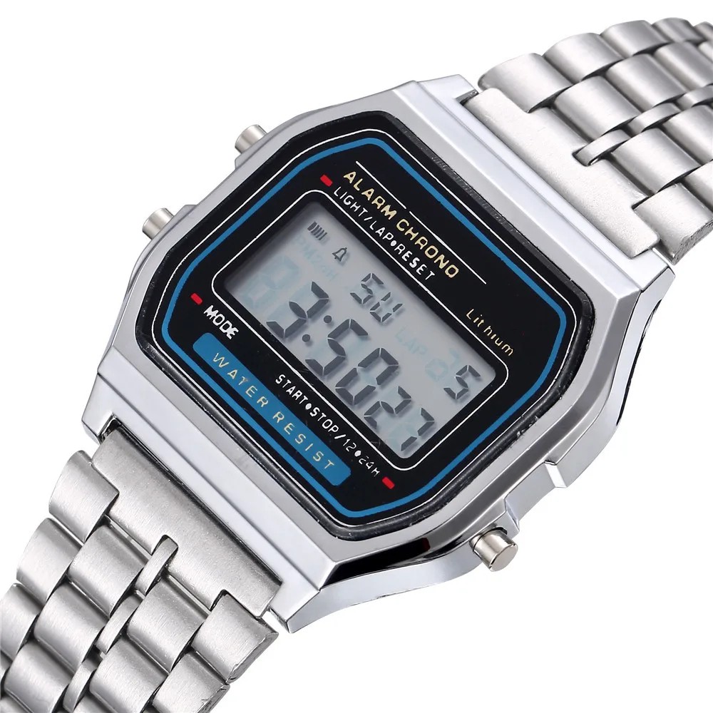 New Women Men Unisex Watch Gold Black Vintage LED Digital Sports Military Wristwatches LED