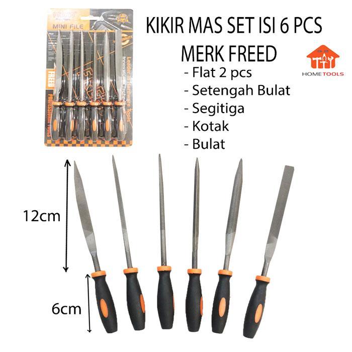 FREED Kikir Mas Set Isi 6 Pcs - Alat Kikir Emas Gagang Karet