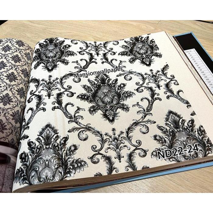 Wallpaper Dinding Klasik Batik Hitam Putih Davinci