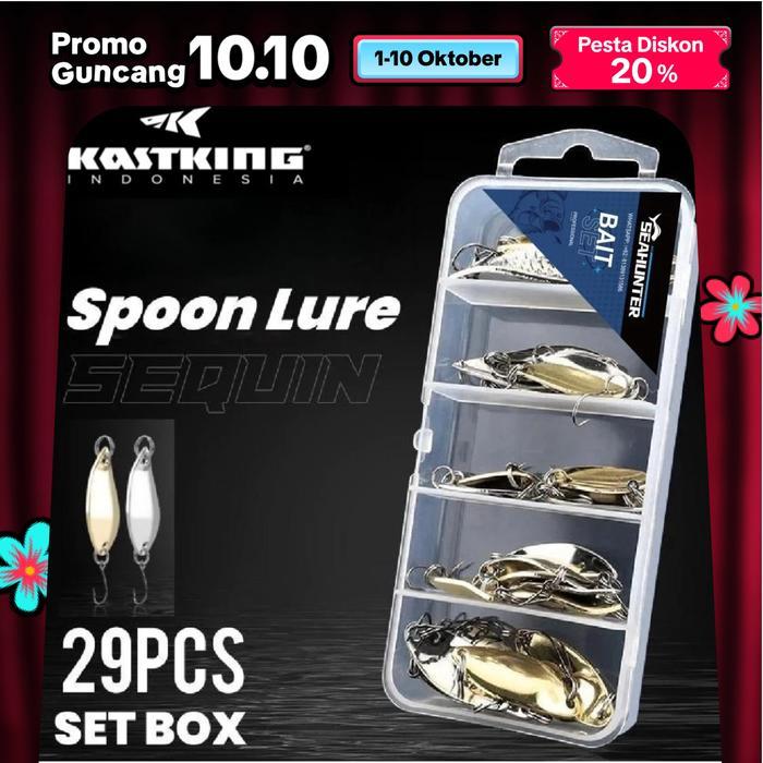 KASTKING UMPAN PANCING BAIT METAL SPOON 1 SET 29PCS UNTUK CASTING UMPAN SPOON SEQUINS WITH HOOK