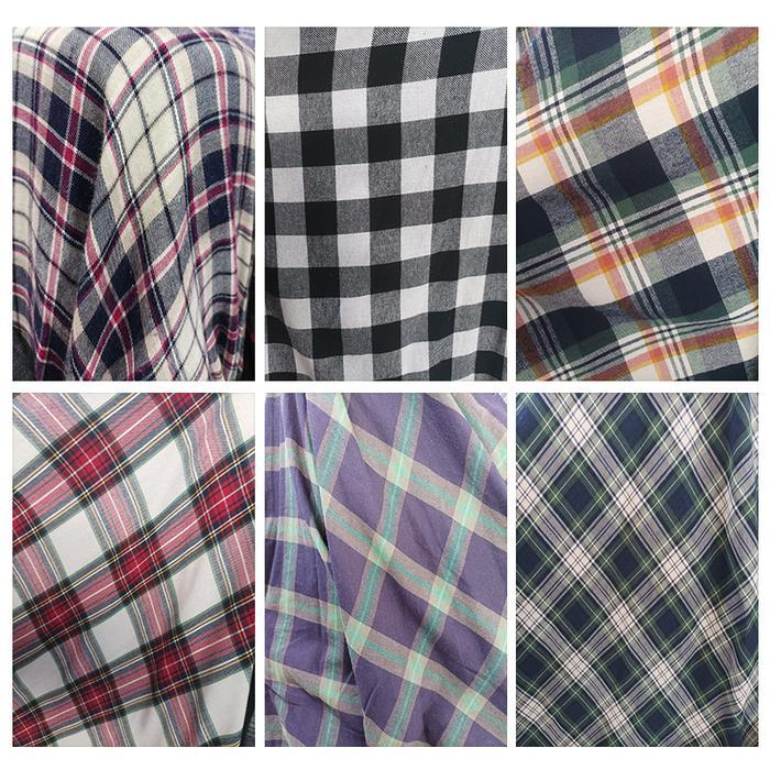 kain katun flanel kotak/bahan baku kemeja flanel/kain flanel