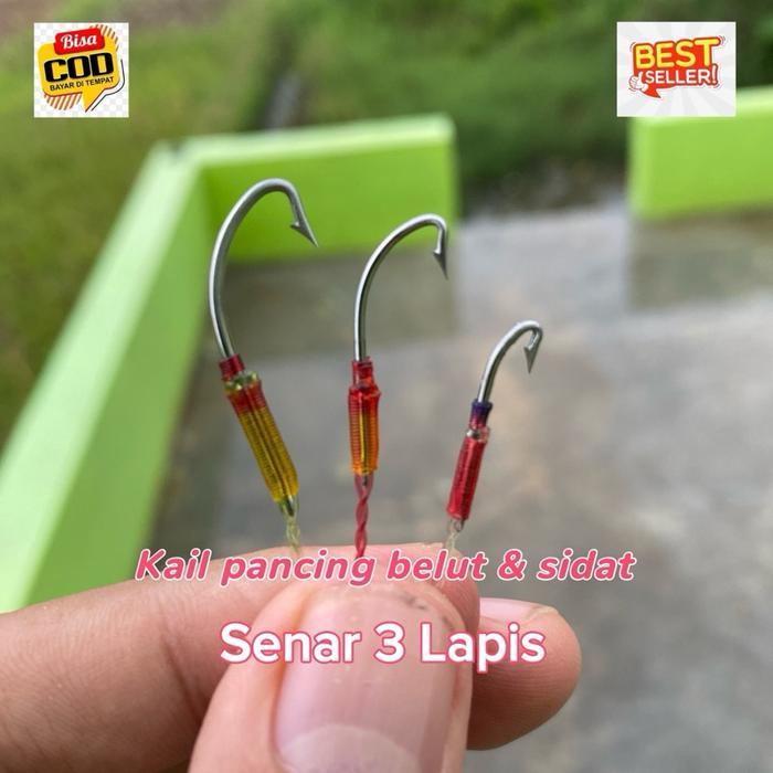 (COD senar 3 Lapis) Kail Pancing belut model parang senar 3 Lapis, urek belut sawah, kail sidat