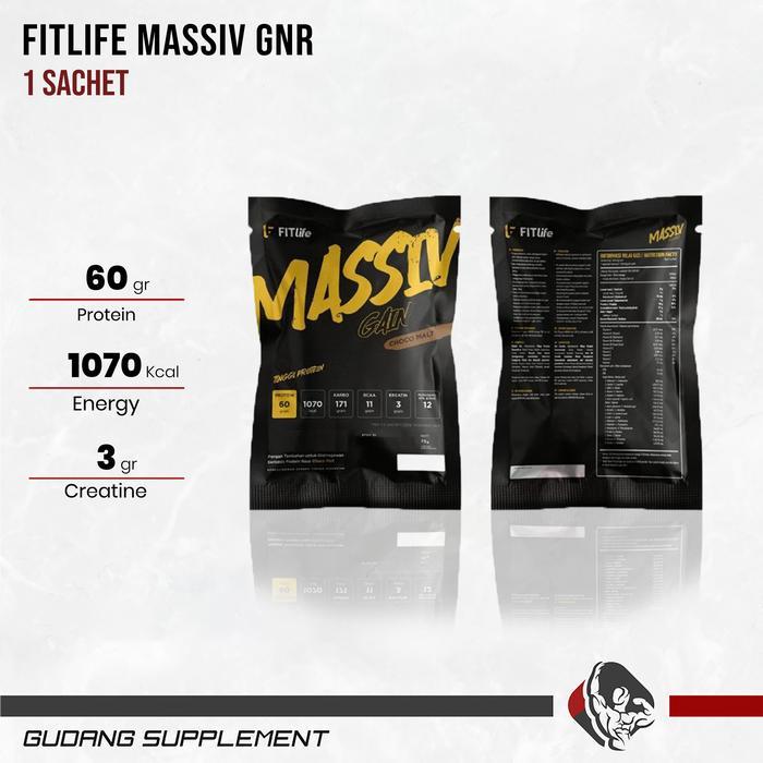 Ready Fitlife Massiv 1 Sachet 75 Gram Susu Weight Mass Gainer Lokal 60 Gram Protein Bpom & Halal