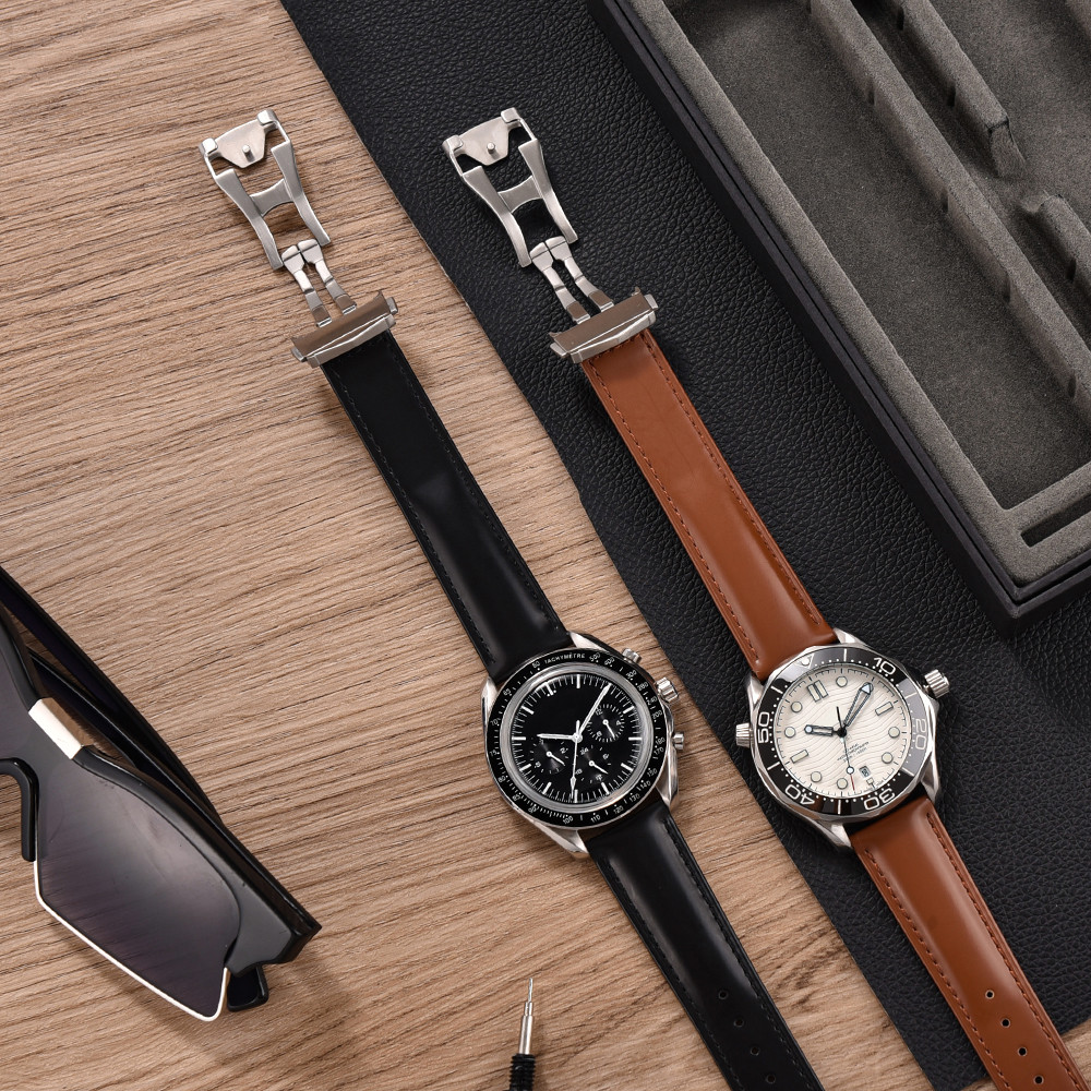JWNSPA Leather Watch Strap Quick Release FlatEnd Vintage Watch Strap For Original Omega 19mm 20mm