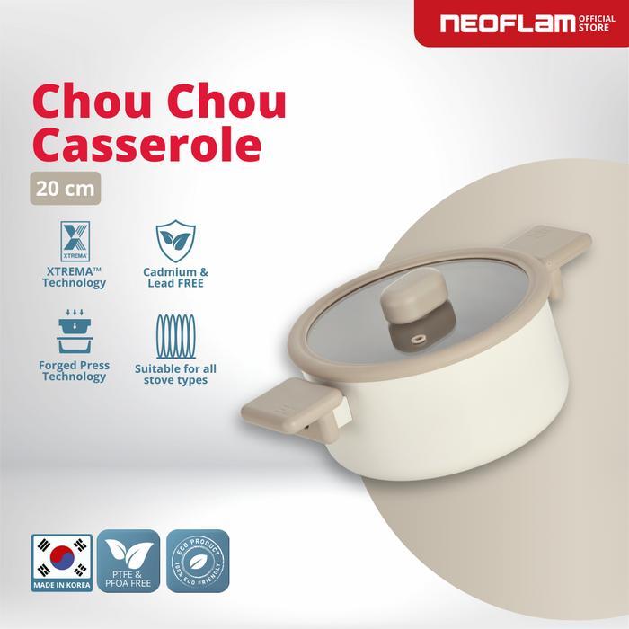NEOFLAM CHOU Forged Casserole Beige 20CM - Panci Anti Lengket & Tahan Gores Ceramic Coating