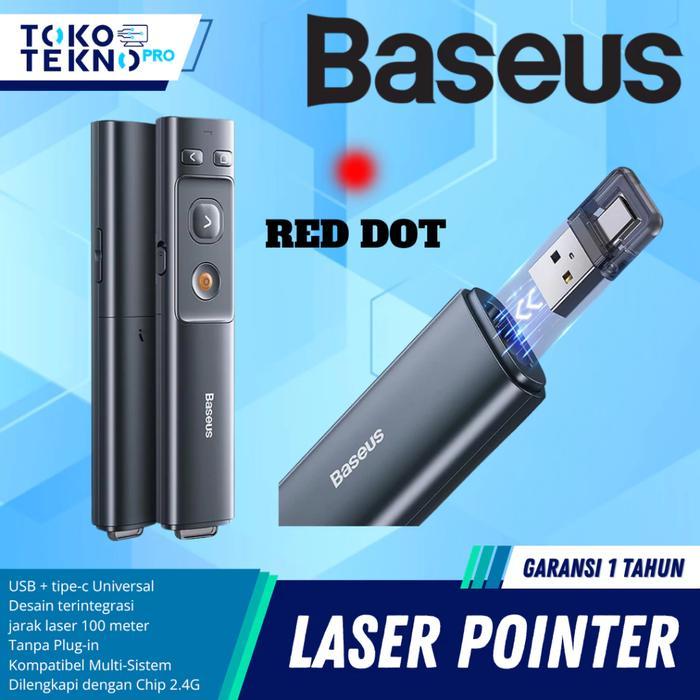 Asus - Baseus Laser Pointer Wireless Presenter Pointer Remote Control Laser Pointer Pen Jarak 100