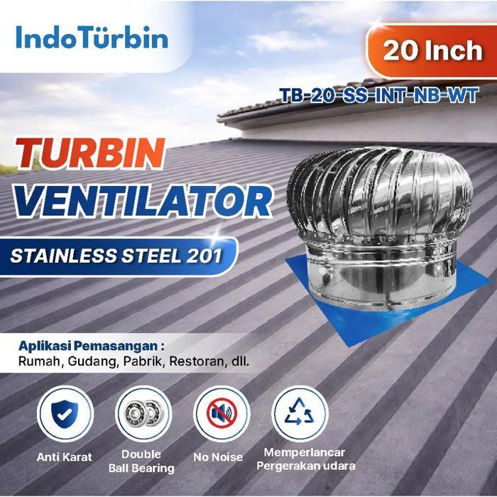 IndoTurbin Turbin Ventilator 20 Inch Stainless Steel Roof Turbine Ventilasi Atap Rumah & Pabrik