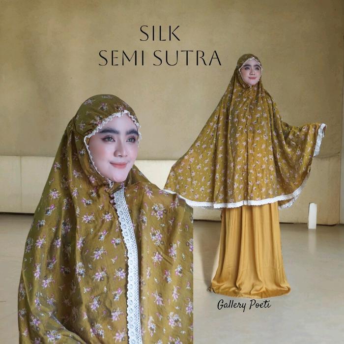 ZB502 (MENERAWANG) Mukena Silk Semi Sutra Motif Adem Halus Nyaman Ringan Dewasa Jumbo DISKON