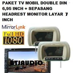 PAKET TV MOBIL DOUBLEDIN 6,95 INCH PLUS HEADREST MONITOR 7 INCH