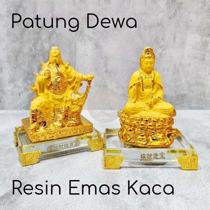 ] Pajangan Patung Hoki Dewa Kwan Im Kwan Kong Guanyu Emas Fengshui Kado