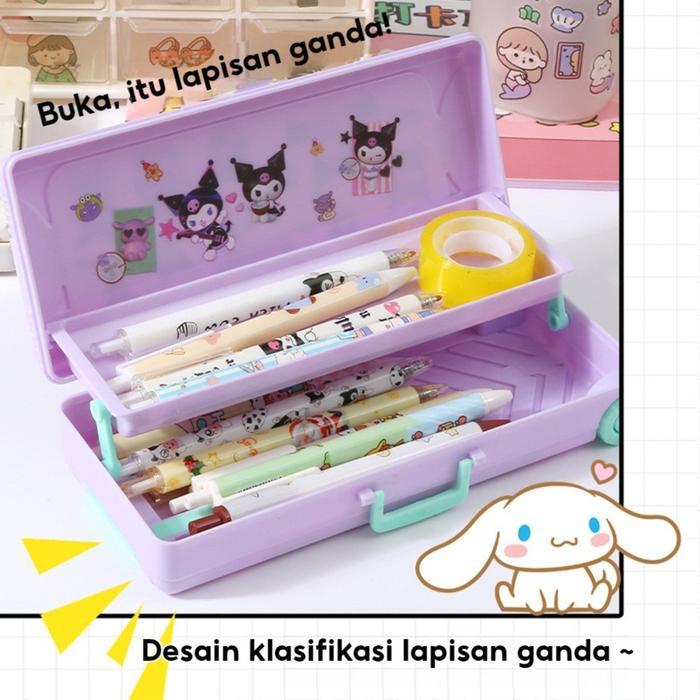 Tempat pensil kartun, kotak troli, tempat pensil lucu, Kuromi/Cinnamon Dog/Pacha Dog, tempat pensil