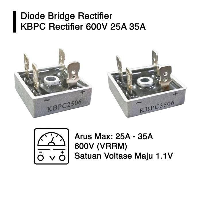 Dioda Diode Bridge Jembatan Rectifier KBPC 2506 3506 25A 35A 600V Casing Case Aluminum Alumunium