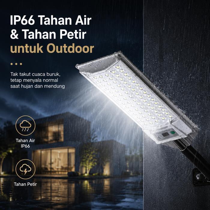 Promo Paket 2PcsLampu Pju Solar Tenaga Surya 1000W 1500W Outdoor Super Terang 270, Led Lensa Optik 4