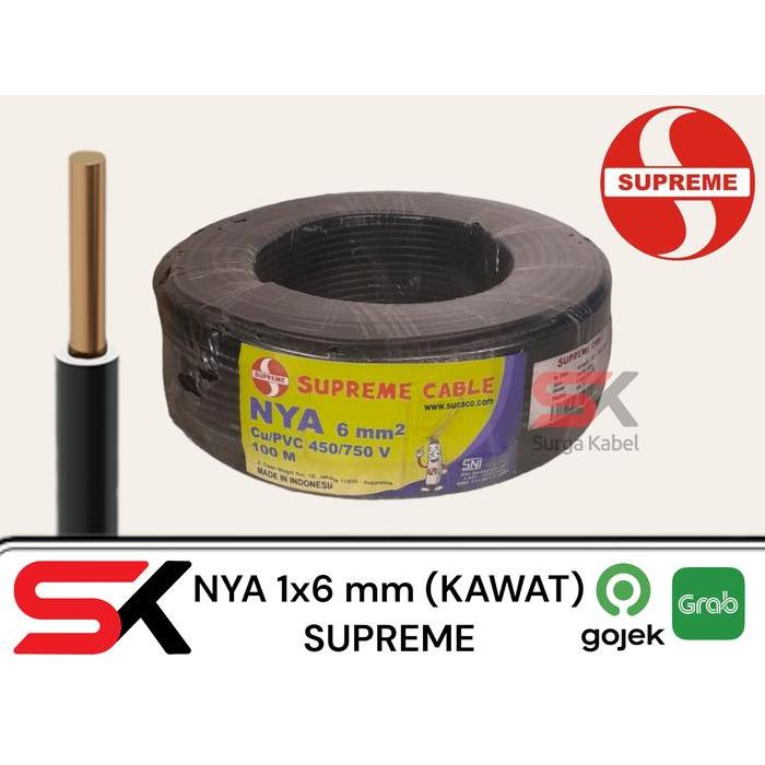 NYA 1x6mm/ KABEL GROUNDING 1 x 6mm/ NYA 6mm/ TUNGGAL 6mm SUPREME - Hitam