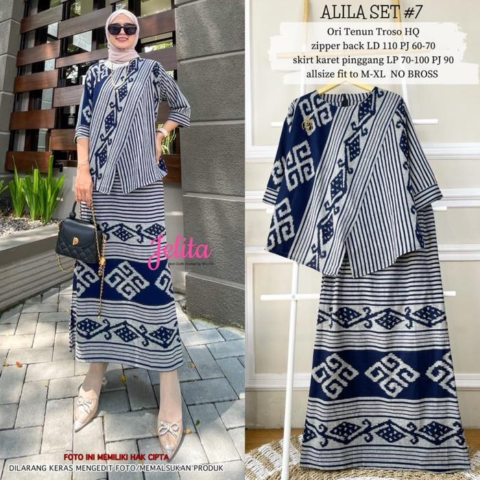Promo [Terlengkap Bisa Cod] Setelan One Set Batik Tenun Etnik Adat Kondangan Wanita Kekinian Zeaa