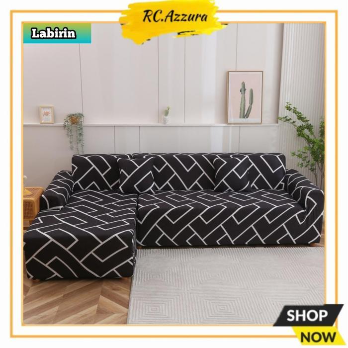 Cover Sofa L Shaped Siku Sudut Sarung Sofa Polos Stretch Elastis