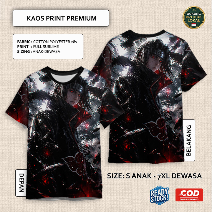 Kaos FullPrint Gambar Anime Film Kartun Naruto 2 | T Shirt AOP 3D Wallpaper Kaos Anime Naruto Untuk 