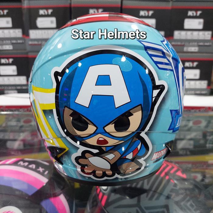Helm Anak MDS R3 Junior Captain America #3 Blue Pastel