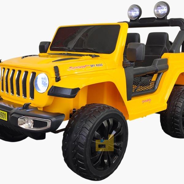 Mobil Aki Anak PACIFIC PJ-8601 PJ8601 RUBICON Kendaraan Mainan Cas Ban Karet - kuning, extra packing