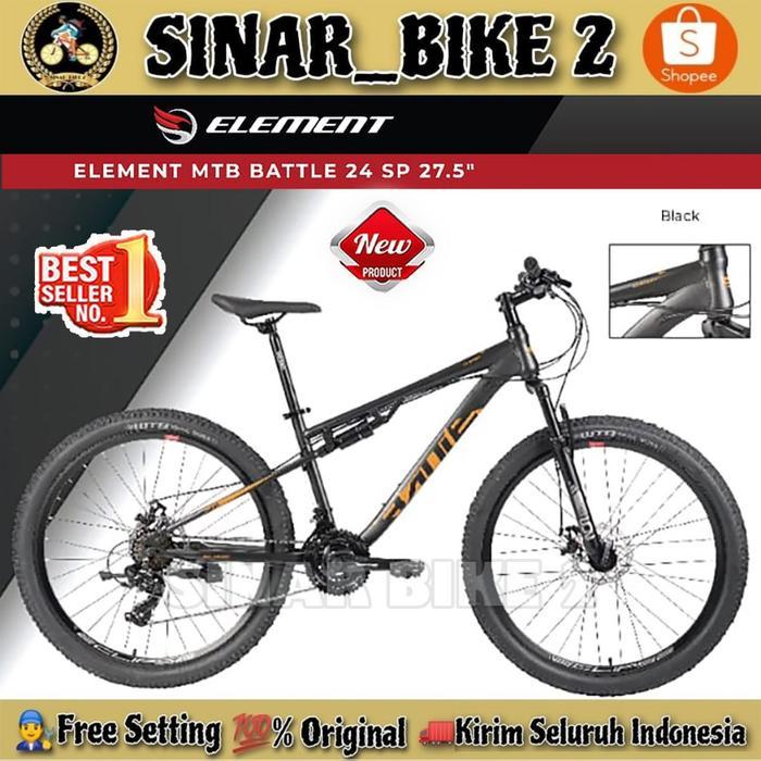 Sepeda Gunung Mtb Element Battle Ukuran 27.5 Inch Full Suspensi Remaja Dewasa - Black