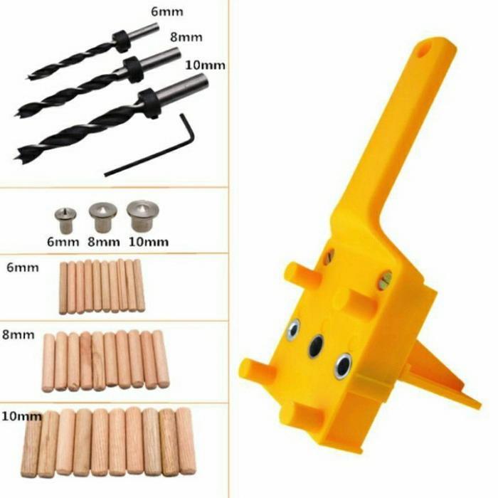 Dowel Jig + Mata Bor Dowel, Dowel Kayu Plus Mata Bor Dowel