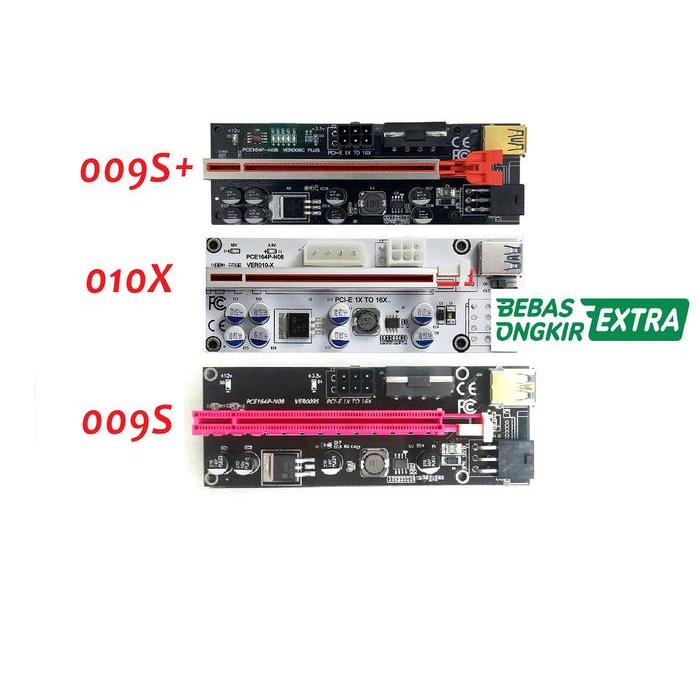 Pci-E 1-16X Riser Extender Card Ver. 009S Black Board Led