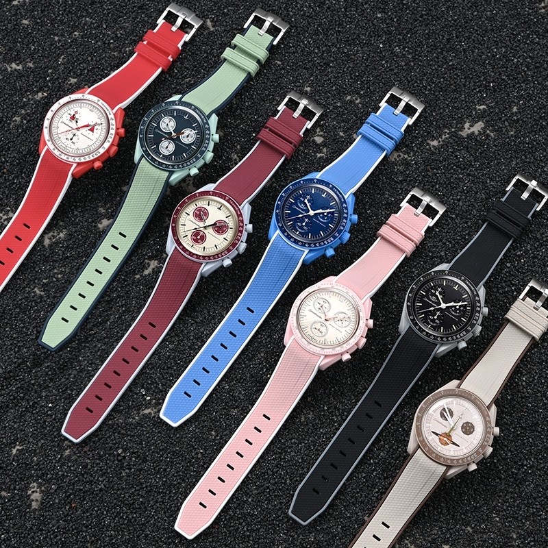 For Omega Swatch 20mm Curve Watch Strap Speedmaster MoonSwatch Planet Snoopy WatchBand Quick Release