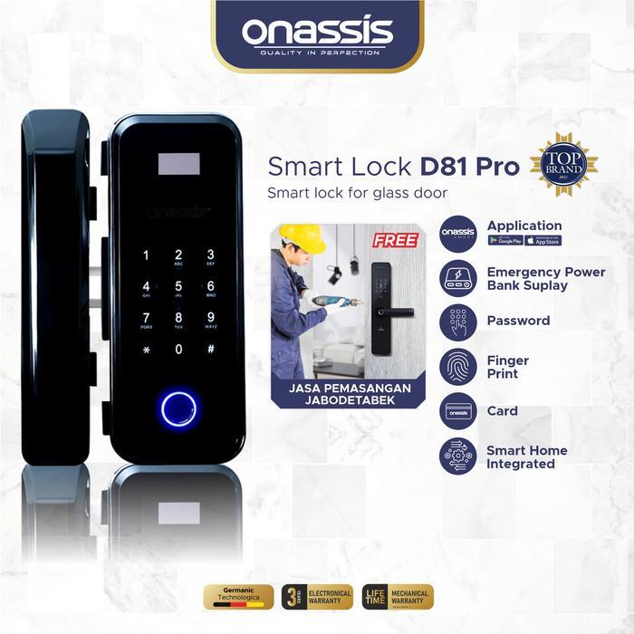 Cunda Shop - Onassis Kunci Pintu Digital Smart Lock D81 Pro Untuk Pintu Kaca 4 Unlock Ways 1000 User