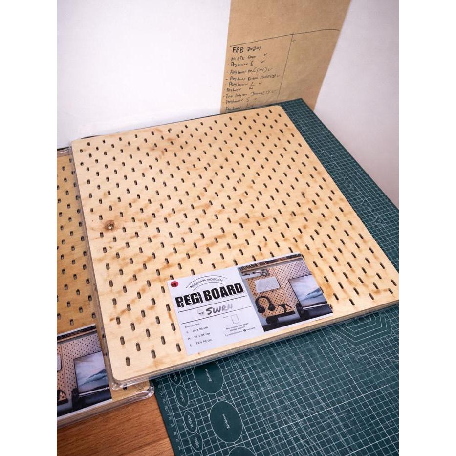 Flash Sale Pegboard Kayu Wooden Pegboard Papan Bolong Wall Organizer Bahan Kayu Impor Original
