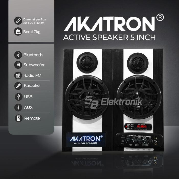 Akatron 5000 - 5 Inchi Speaker Aktif Subwoofer Bluetooth Sound Dobel Karaoke 5Inch Bass