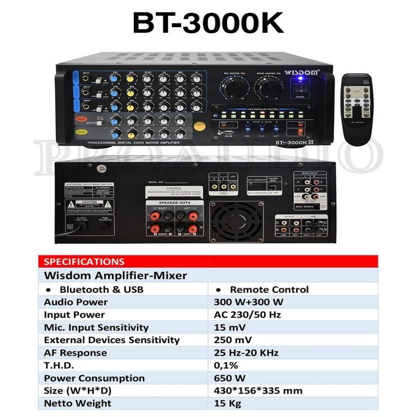 Amplifier Wisdom BT3000K / BT 3000 K / BT3000 / BT-3000 III Amplifier oke with Bluetooth Orinal