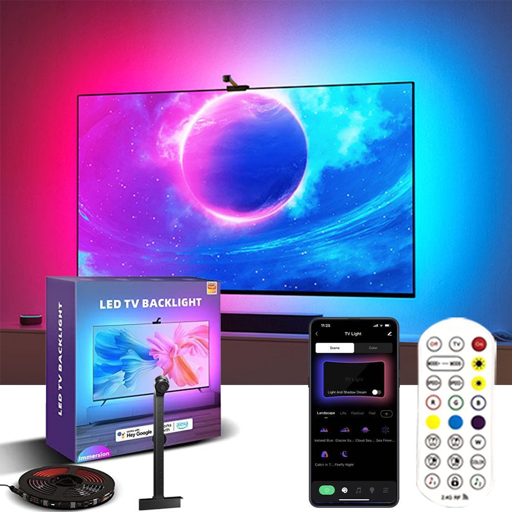 TV LED Backlight with Camera for 55-65 Inch Screen TV Backlight Music Sync Flexible LED Strip Light